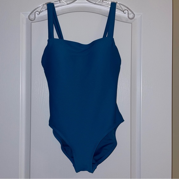 Kona Sol Women's Ribbed Square Neck Classic One Piece
Swimsuit Teal - Picture 5 of 7